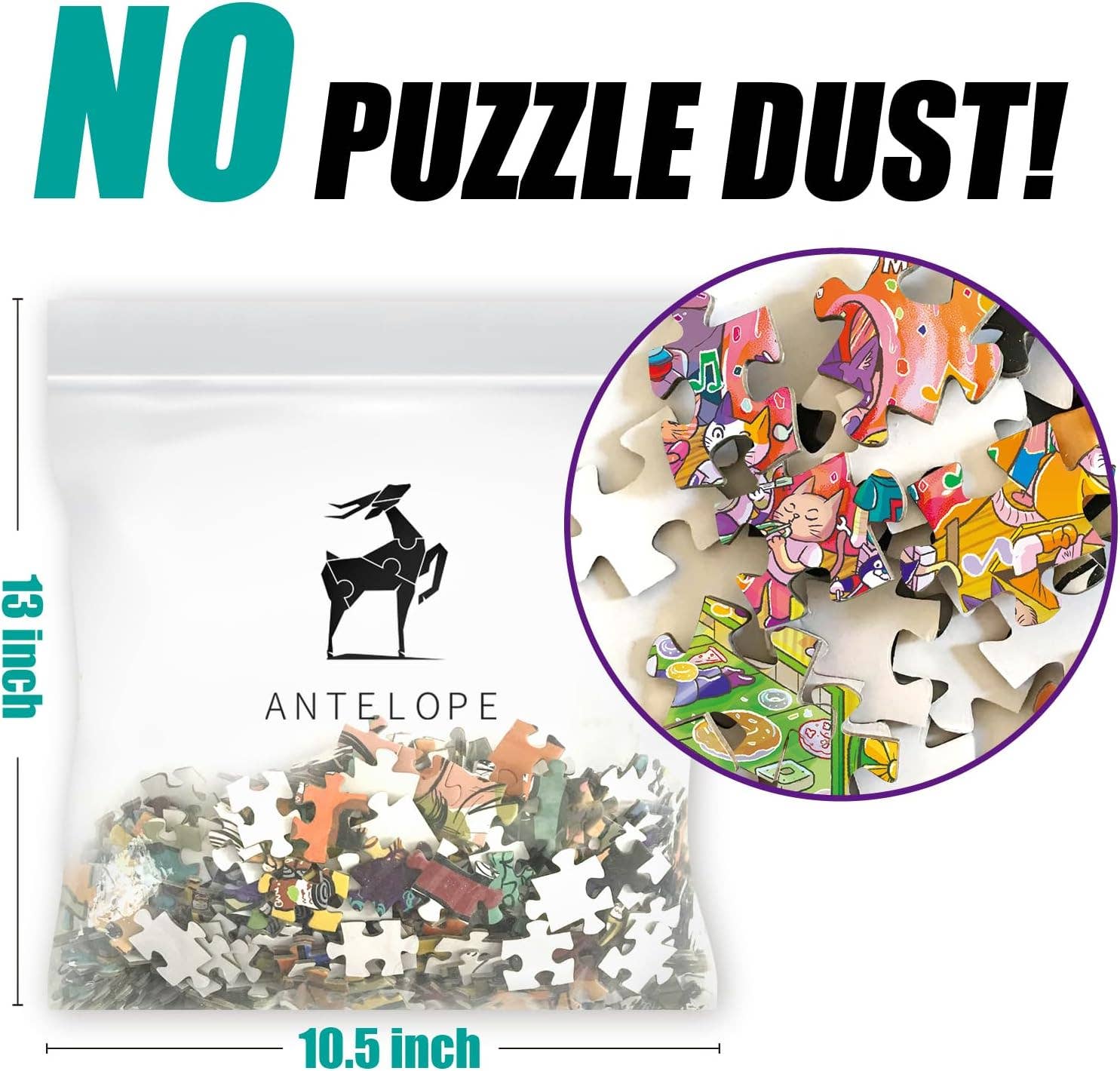 Catndyland 1000 piece puzzle, clear bag, antelope logo, 13x10.5 in., no dust.