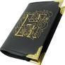 Humblewood (5E) Tarot Card Binder, black with gold cover details and gold-protected corners.