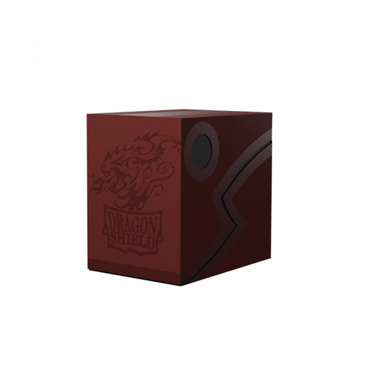 Blood Red/Black Dragon Shield Double Shell Deck Box with dragon design and black accents.