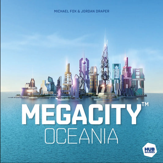 Megacity Oceania product with title text on a background showing a futuristic skyline above the ocean.