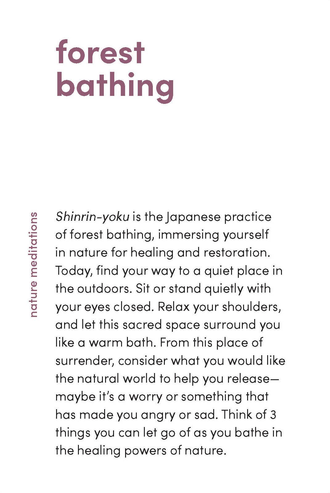 Nature Meditations Deck inspired by Japanese forest bathing practices.