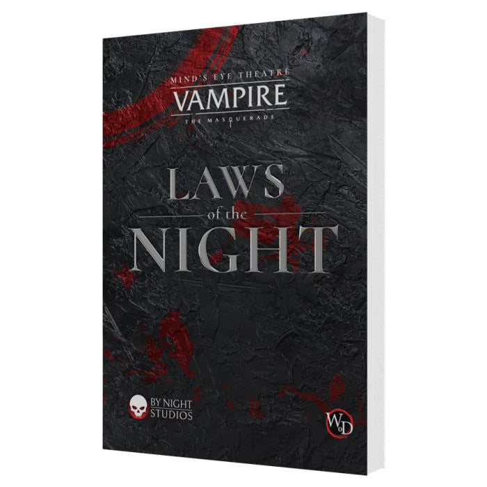 Book cover for Vampire: The Masquerade: Laws of the Night, a Live Action Roleplaying Game rulebook.