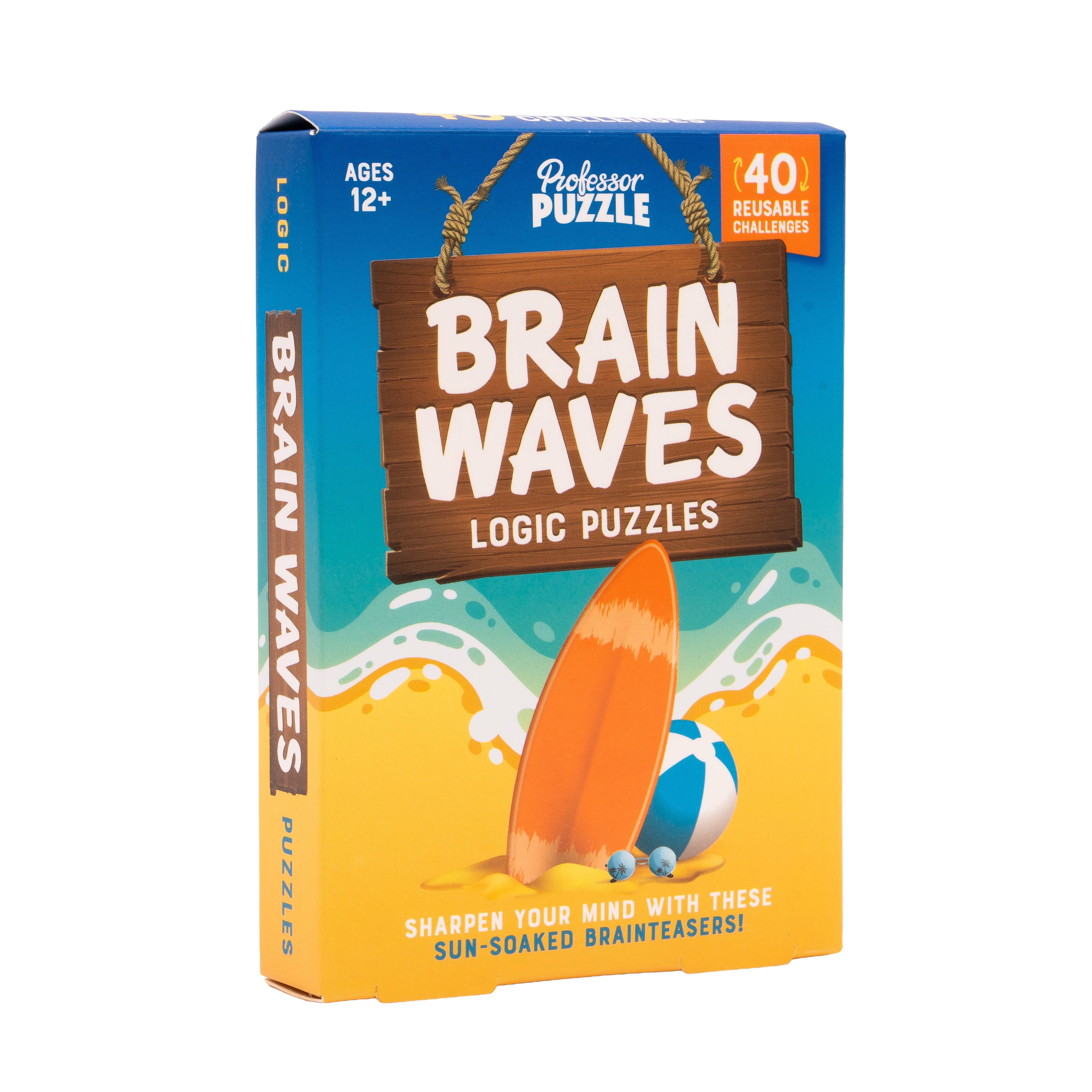 Brain Waves Logic Puzzles: box of 40 reusable dry-wipe grid challenges for ages 12 and up.