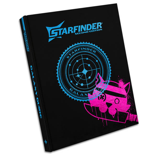 Starfinder RPG 2e: Galaxy Guide, Special Edition with black cover and blue and pink sci-fi graphics.