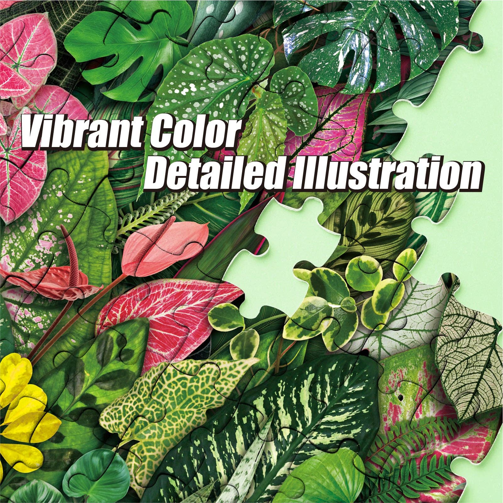 Foliage Frenzy 1000 Piece Jigsaw Puzzle with vibrant tropical leaf design.