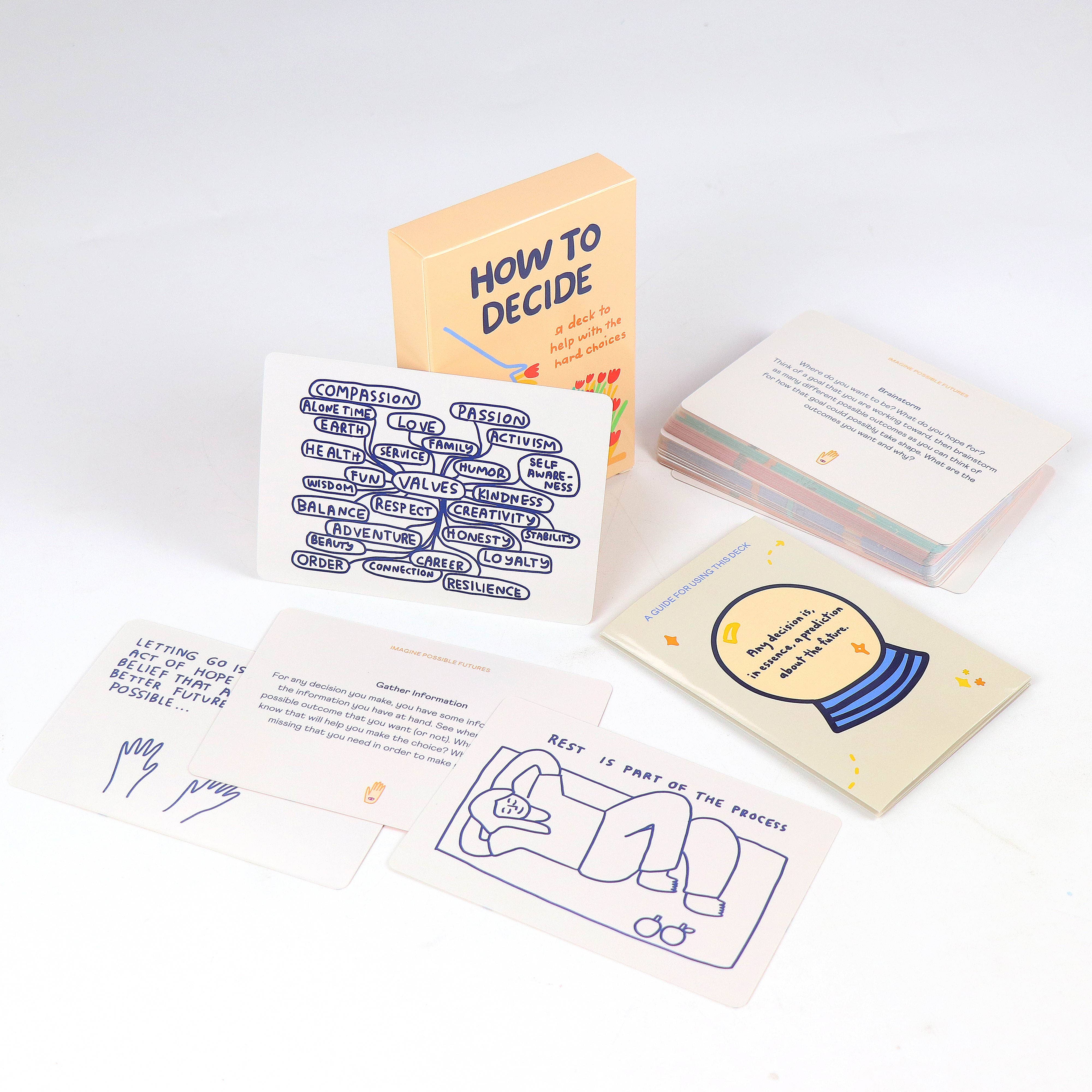 The How To Decide Deck by Annie Duke, including illustrated cards and a booklet.