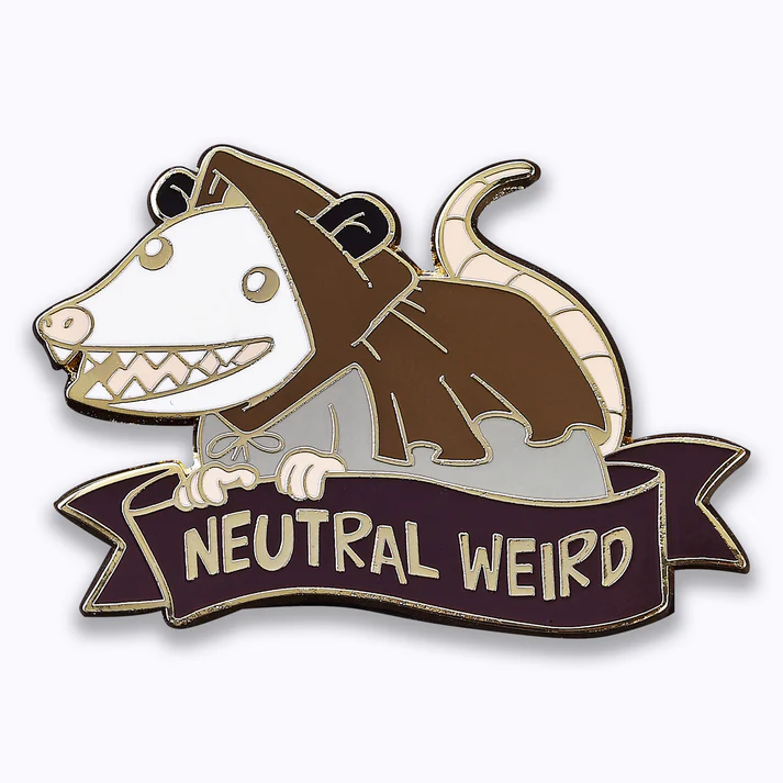 Quests Reward Fine Art Pin featuring the Neutral Weird Opossum design.