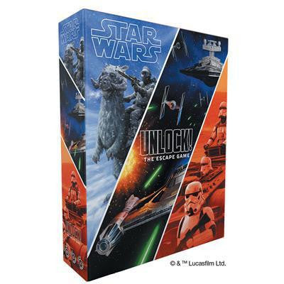 Unlock Star Wars game box with characters, spaceships, and Stormtroopers on the cover.