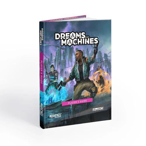 Dreams and Machine: Players Guide roleplaying game, cover shows a futuristic man and city.