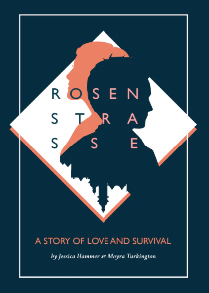 Rosenstrasse book cover featuring overlapping silhouettes; story set in 1933 Berlin.