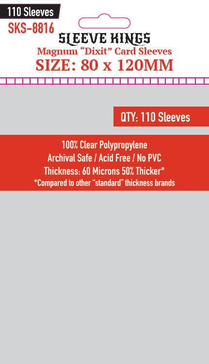 Sleeve King Magnum Dixit Card Sleeves, 80x120mm, pack of 110 clear polypropylene sleeves.