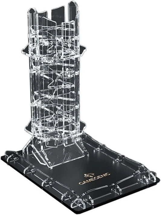 Crystal Twister Premium Dice Tower with crystal design, black base, and Gamegenic logo.
