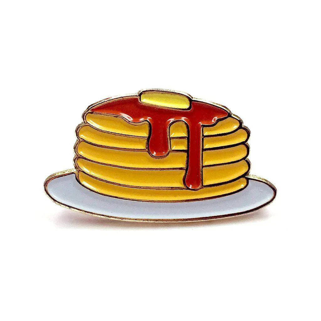 Kolorspun Pins Pancakes Enamel Pin showing syrup-covered pancakes with butter on a white plate.