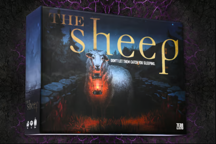 The Sheep comedy-horror turn-based board game with lantern-carrying sheep on the box.