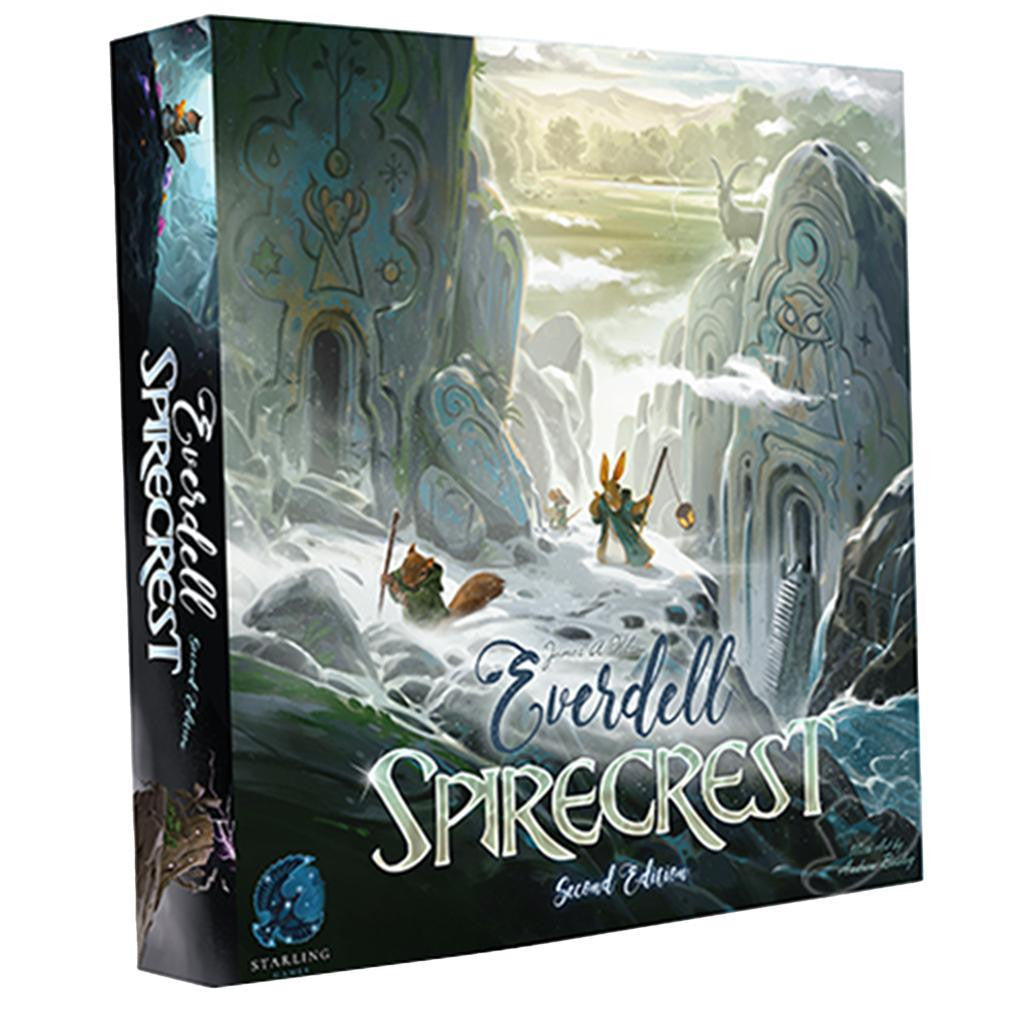 Everdell: Spirecrest Expansion board game with animal characters in snowy mountain setting.