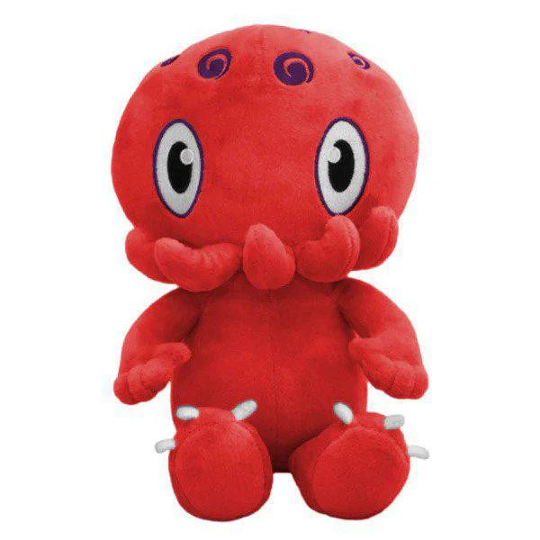 C is for Cthulhu RED Baby Plush with big eyes, small tentacles, and purple swirls on its head.