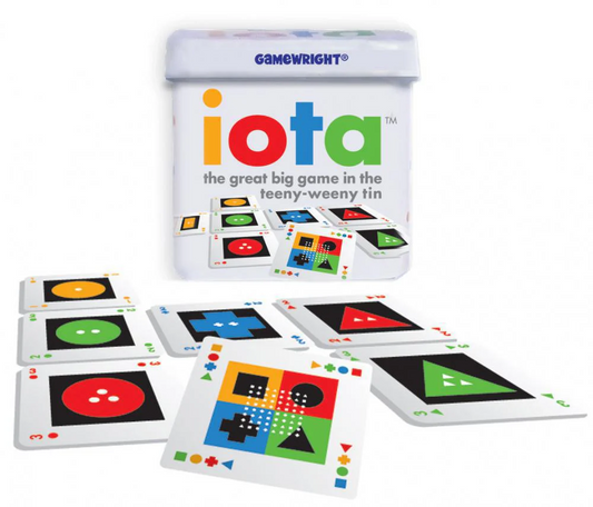 IOTA The Great Big Game in the Teeny Weeny Tin, includes colorful cards in a small tin container.