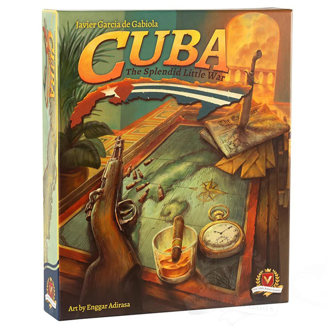 Cuba The Splendid Little War 2nd Edition, two-player Spanish-American War board game with themed desk accessories.