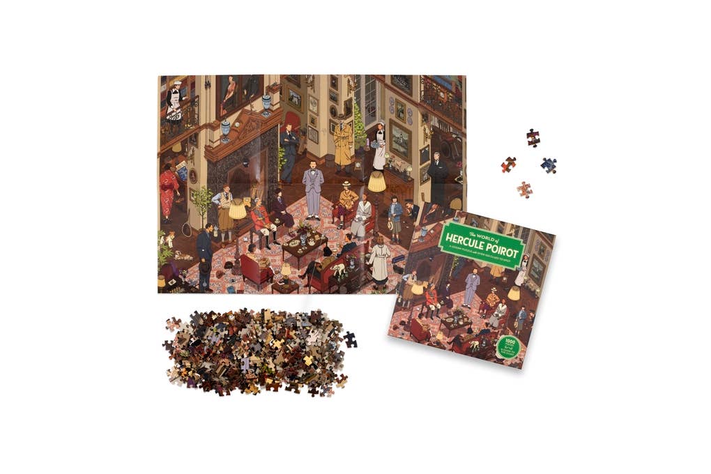 The World of Hercule Poirot 1000 Piece Puzzle, vintage detective-themed jigsaw.