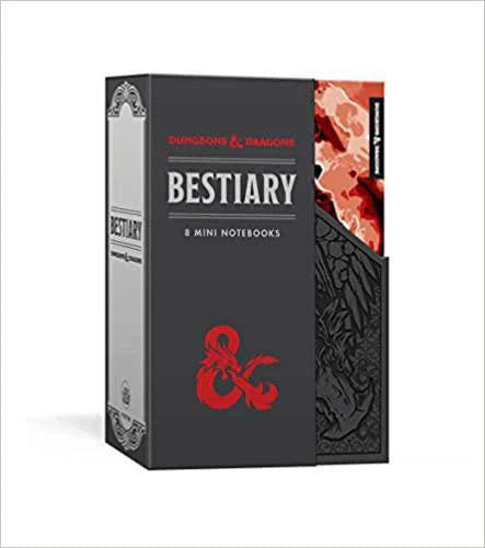 Bestiary Notebook Set Dungeons & Dragons mini notebooks with red ampersand logos and fantasy designs.