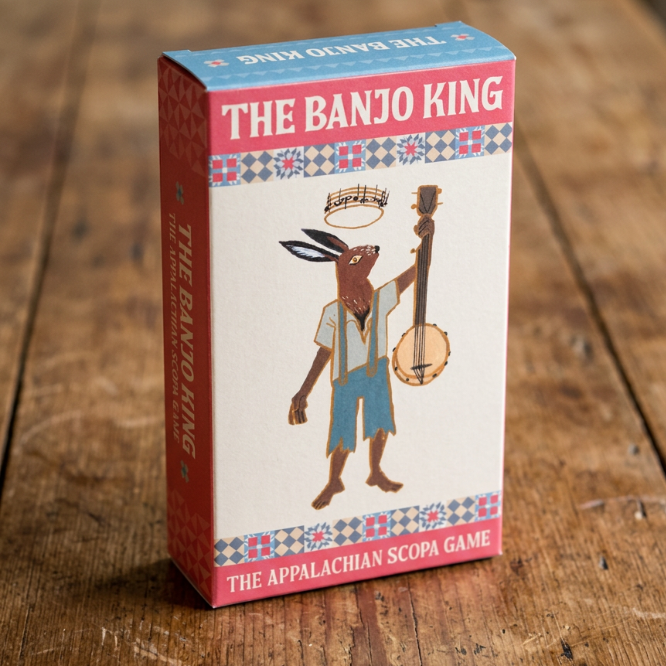 The Banjo King: The Appalachian Scopa Deck boxed card game for 2 players.