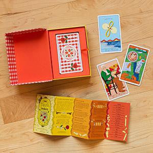 The Pasta Tarot Deck, a 78-card set with guidebook and box.