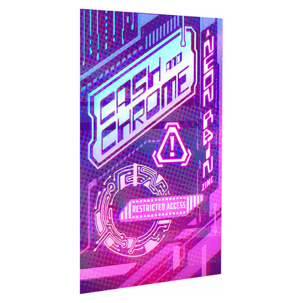 Cypher System: Neon Rain: Cash and Chrome title displayed in vivid purple and blue neon lettering.