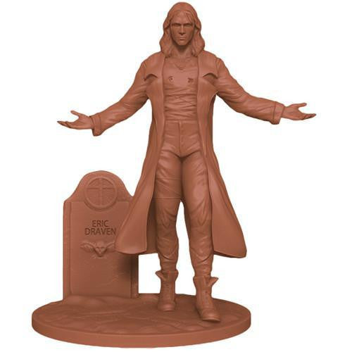 Everyday Heroes: The Crow Miniature, 32mm brown unpainted Eric Draven figure with open arms and gravestone.