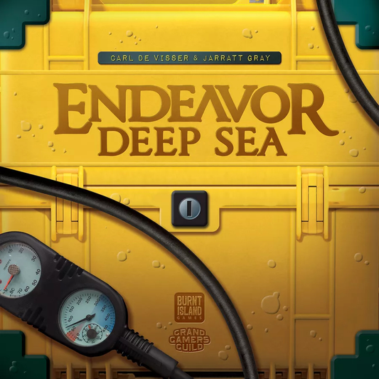 Endeavor: Deep Sea board game in a yellow, submarine-themed box with gauges, hoses, and marine life on the cover.