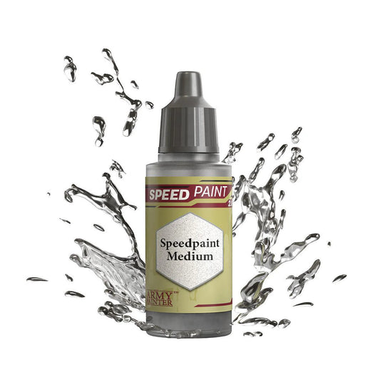 Army Painter Speedpaint Medium bottle with water splashes on a white background.
