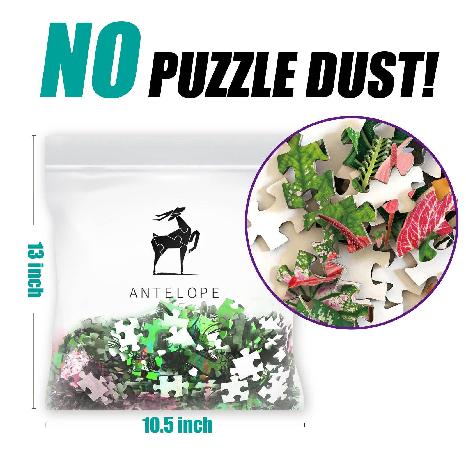 Foliage Frenzy 1000 piece jigsaw puzzle, 13x10.5″, packaged in a clear bag without puzzle dust.