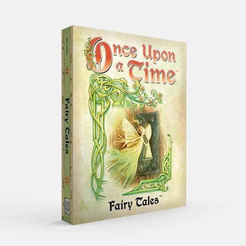 Once Upon a Time: Fairy Tales box with green designs, fairy illustration, and fairy folk on the cover.