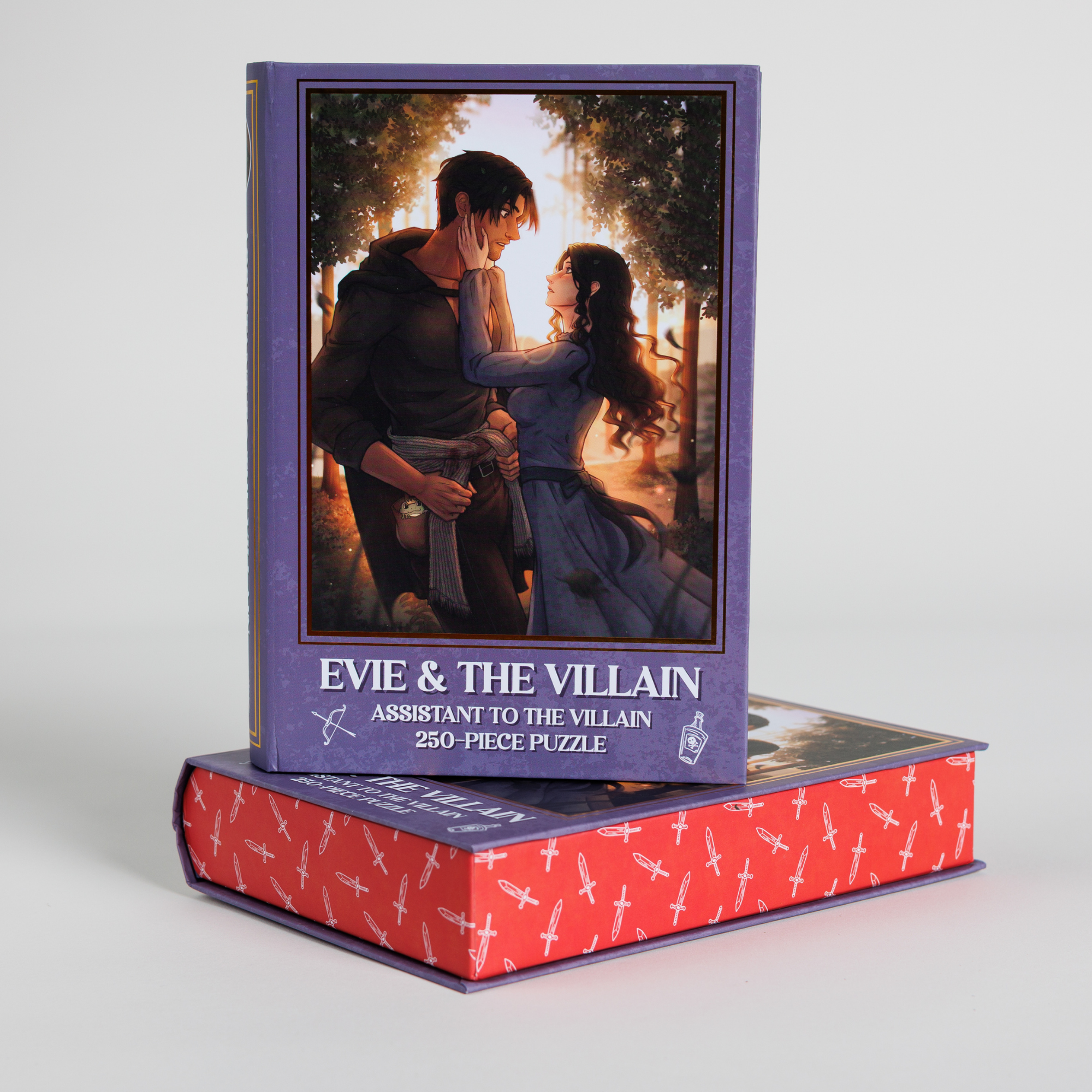 Evie & Villain Keepsake Puzzle, 250 pieces, romantic couple theme, book-shaped box, Assistant to the Villain.