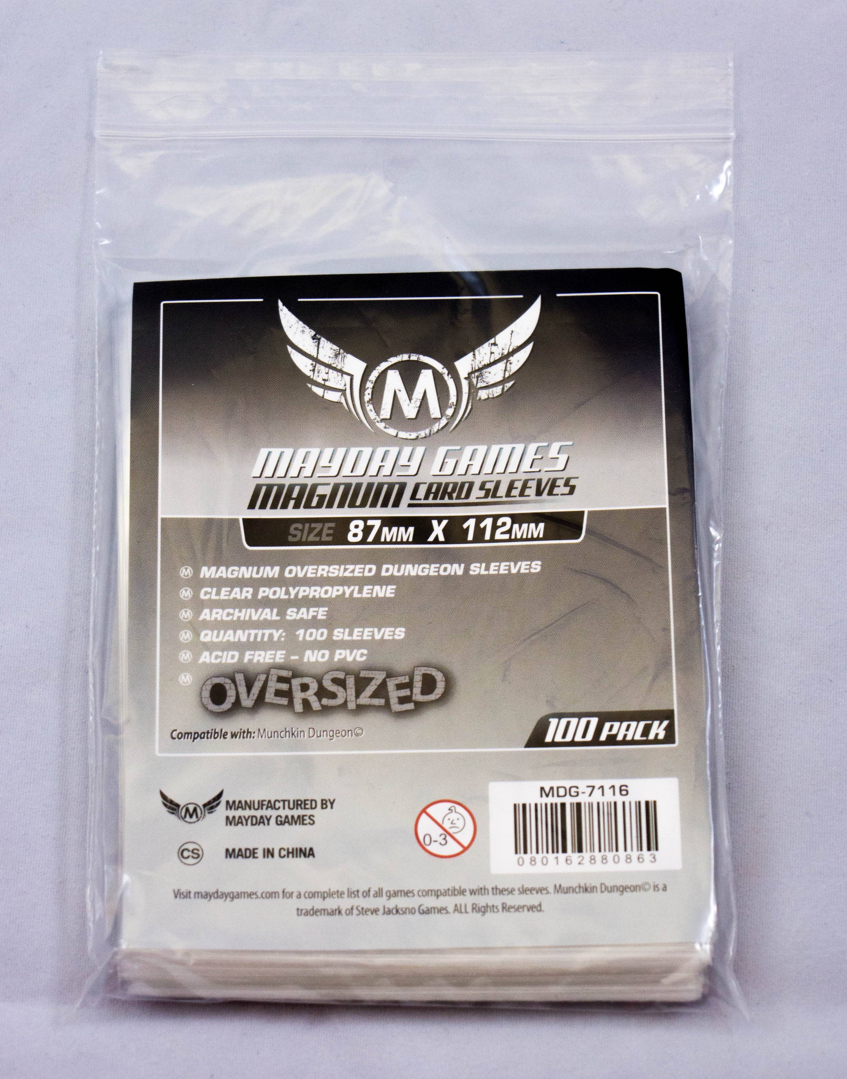 Magnum Oversized Dungeon Sleeves pack, 87x112mm, package dimensions 4.7 x 3.7 x 0.4 inches.