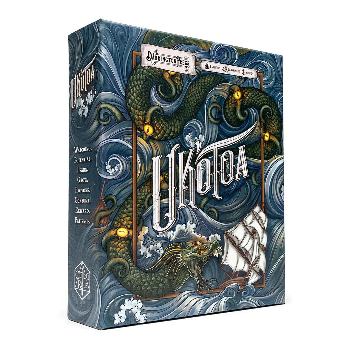 Ukotoa game box by Critical Role with sea serpent and ship artwork on the cover.