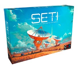 SETI: Search for Extraterrestrial Intelligence box featuring satellite dishes and alien-themed artwork.