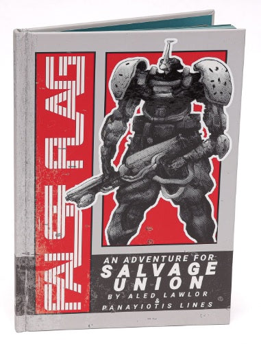 False Flag (Salvage Union RPG) book cover featuring a weaponized robot on a red background.