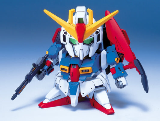 Gunpla Super Deformed Z Gundam BB198 model, chibi robot with yellow crest, gun, and shield.
