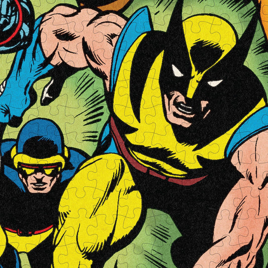 Marvel X-Men Giant-Size inspired jigsaw puzzle and trivia set with comic-style hero artwork.