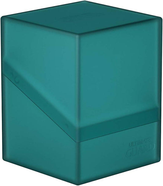 Teal Deck Case Boulder 100+ with modular plastic design, diagonal seam, and embossed Ultimate Guard logo.