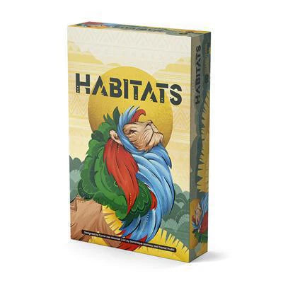 Habitats board game box featuring bird and nature art with a wildlife preserve theme.