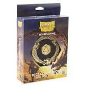 Role Playing Dice Companion Box and Tray with gold dragon and RPG dice design on the front.