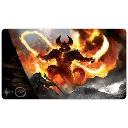 The Balrog (LTR) Standard Playmat for Magic the Gathering featuring a Lord of the Rings battle scene.
