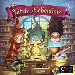 Little Alchemist deduction game featuring three children mixing potions in an alchemy lab.