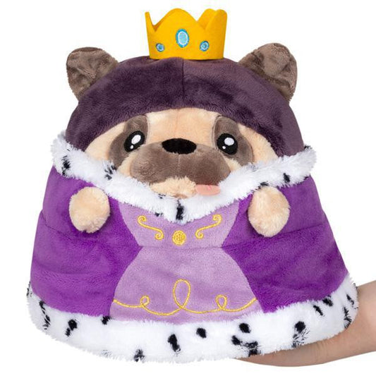 Undercover Pug plush dog toy in Queen costume.
