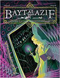 Bayt al Azif 3: A Magazine for Cthulhu Mythos RPGs, cover features robed figure with staff facing shadowy monster.