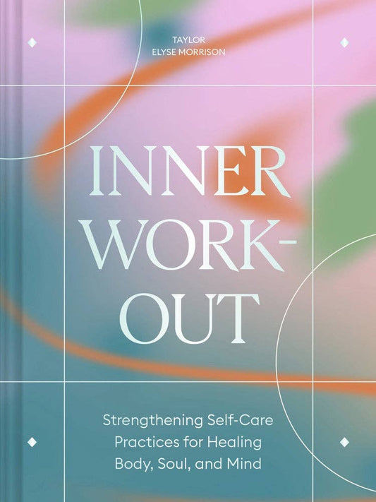 Inner Workout book cover with abstract pastel shapes and white lines, themed around self-care.