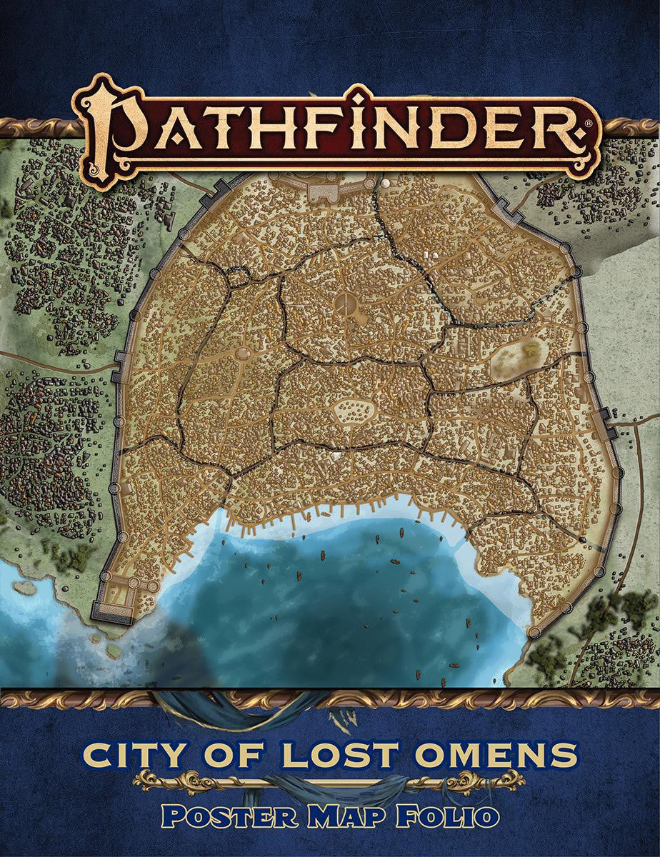 Pathfinder 2E Lost Omens: Absalom Map Folio, blue-bordered Absalom city map.