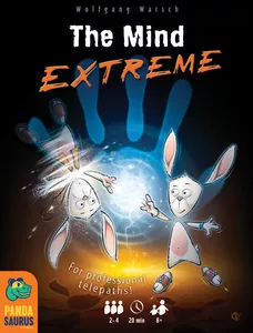 The Mind: Extreme cooperative card game box featuring two cartoon rabbits and a glowing orb on a dark background.