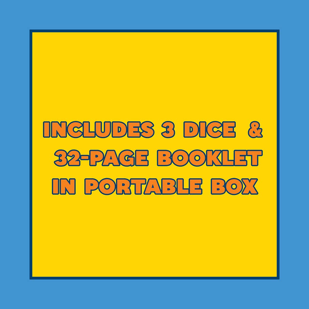 Adventure Dice set with 3 dice and a 32-page booklet in a portable box.